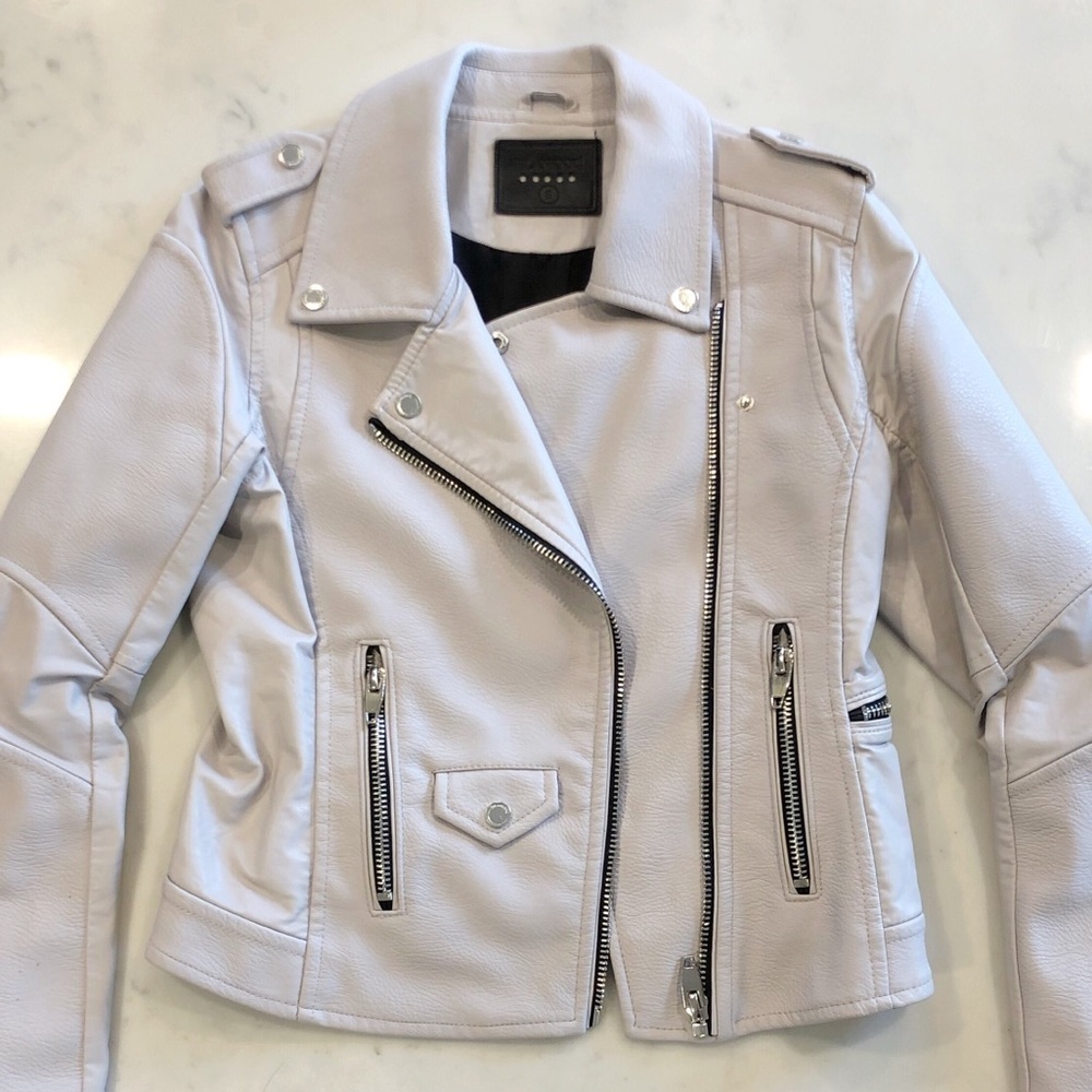 Blank NYC Easy Rider Faux Leather Moto Jacket Dove Gray Size Small - Picture 6 of 13